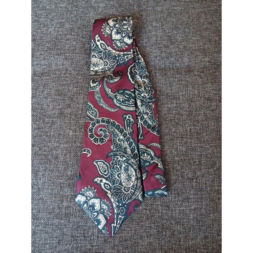 Windsor Tie 70s 80s 90s Y2K Mens Silk Red Blue Beige 4 Wide 56 Long